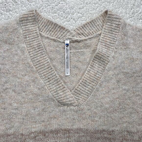KÜHL Ombre Knit V-Neck Sweater Women’s L Beige Brown Cozy Soft Fall Winter - Picture 3 of 13
